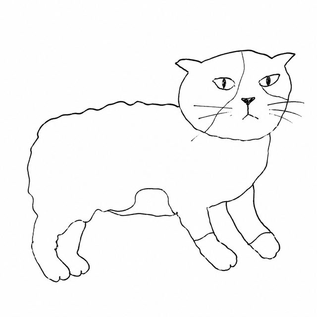 Wobbly ink doodle of an unimpressed cat